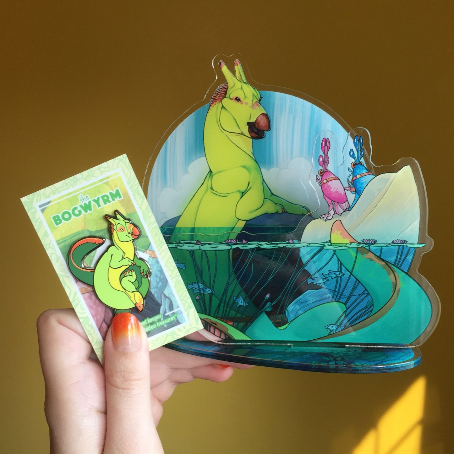 Almost Real Zine: Bogwyrm Acrylic Stand and Pin